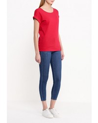 Женская красная футболка с круглым вырезом от Sisley