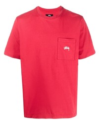 Мужская красная футболка с круглым вырезом от Stussy