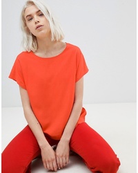 Женская красная футболка с круглым вырезом от Weekday