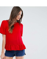 Женская красная футболка с круглым вырезом