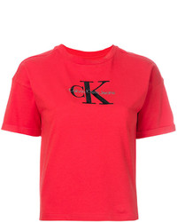 Женская красная футболка с принтом от Calvin Klein