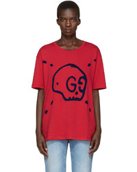 Женская красная футболка с принтом от Gucci