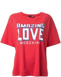 Женская красная футболка с принтом от Love Moschino