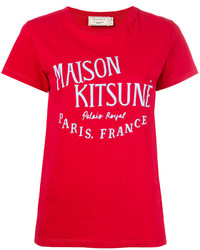 Женская красная футболка с принтом от MAISON KITSUNE