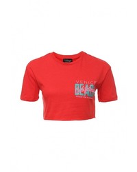 Женская красная футболка с принтом от Topshop