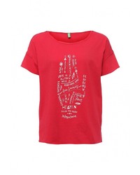 Женская красная футболка с принтом от United Colors of Benetton