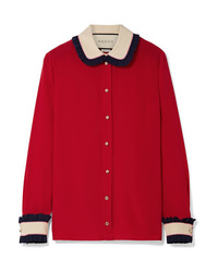 Красная шелковая блуза на пуговицах от Gucci