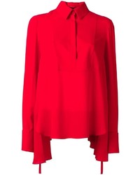 Красная шелковая блузка с длинным рукавом от Alexander McQueen