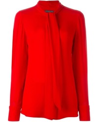 Красная шелковая блузка с длинным рукавом от Alexander McQueen