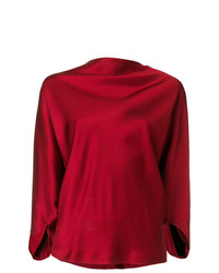 Красная шелковая блузка с длинным рукавом от Chalayan