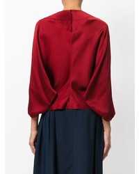 Красная шелковая блузка с длинным рукавом от Chalayan