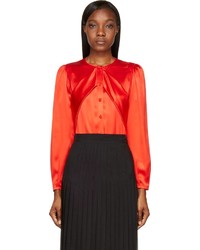 Красная шелковая блузка с длинным рукавом от Givenchy