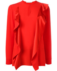 Красная шелковая блузка с длинным рукавом от Givenchy