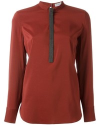 Красная шелковая блузка от Brunello Cucinelli