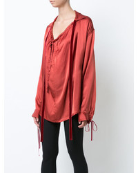 Красная шелковая блузка от Ann Demeulemeester