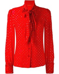 Красная шелковая блузка от Saint Laurent