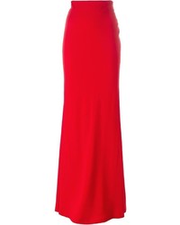 Красная шелковая длинная юбка от Alexander McQueen