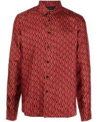 Мужская красная шелковая классическая рубашка с принтом от Amiri