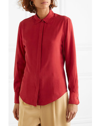 Женская красная шелковая классическая рубашка от Joseph
