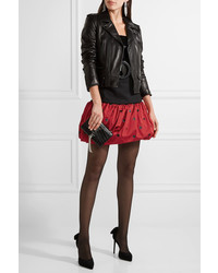 Красная шелковая мини-юбка в горошек от Saint Laurent