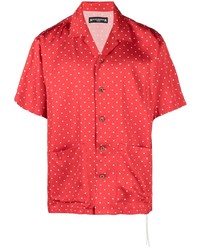 Мужская красная шелковая рубашка с коротким рукавом в горошек от Mastermind World