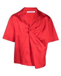Мужская красная шелковая рубашка с коротким рукавом от Bianca Saunders