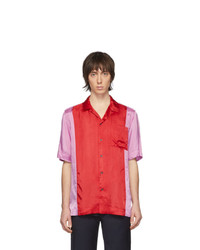 Мужская красная шелковая рубашка с коротким рукавом от Dries Van Noten