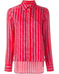 Женская красная шелковая рубашка с принтом от Carven