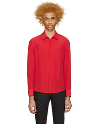 Мужская красная шелковая рубашка от CNC Costume National
