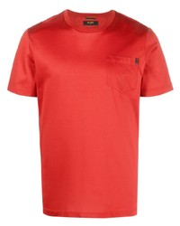 Мужская красная шелковая футболка с круглым вырезом от Moorer