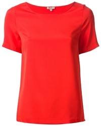 Женская красная шелковая футболка с круглым вырезом от P.A.R.O.S.H.