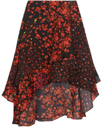 Красная шелковая юбка с цветочным принтом от Preen by Thornton Bregazzi