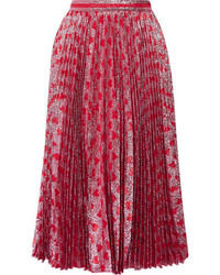 Красная шелковая юбка со складками от Gucci
