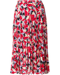 Красная шелковая юбка со складками от No.21
