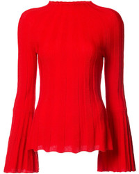 Красная шерстяная блузка от Oscar de la Renta