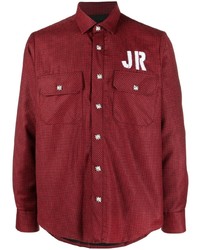 Мужская красная шерстяная рубашка с длинным рукавом с принтом от John Richmond