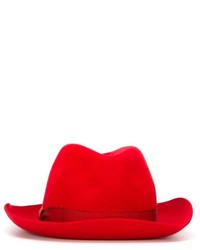 Женская красная шерстяная шляпа от Borsalino