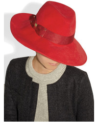 Женская красная шерстяная шляпа от Eugenia Kim