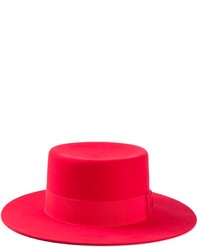Женская красная шерстяная шляпа от Saint Laurent