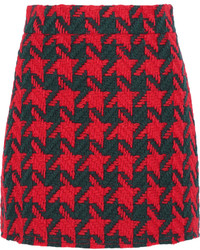 Красная шерстяная юбка с узором "гусиные лапки" от Gucci