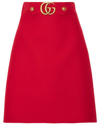 Красная шерстяная юбка с украшением