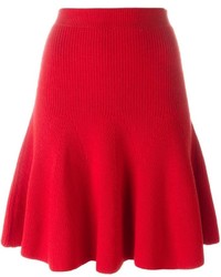 Красная шерстяная юбка со складками от Alexander McQueen