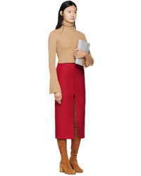 Красная шерстяная юбка от Carven