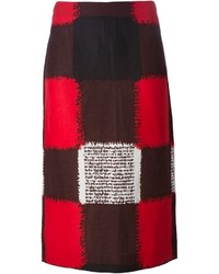 Красная юбка-карандаш в шотландскую клетку от Marni