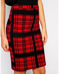 Красная юбка-карандаш в шотландскую клетку от Vero Moda