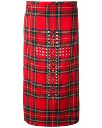 Красная юбка-миди в шотландскую клетку от Comme des Garcons