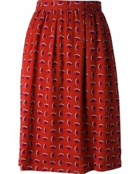 Красная юбка-миди с принтом от Christian Lacroix