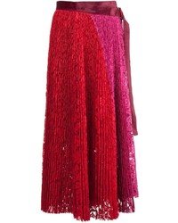 Красная юбка-миди со складками от Sacai