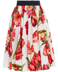 Красная юбка с цветочным принтом от Dolce & Gabbana