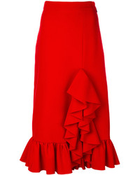 Красная юбка со складками от MSGM